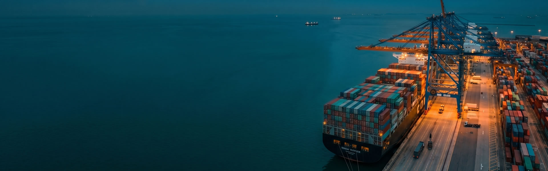 Aerial view of a container port
