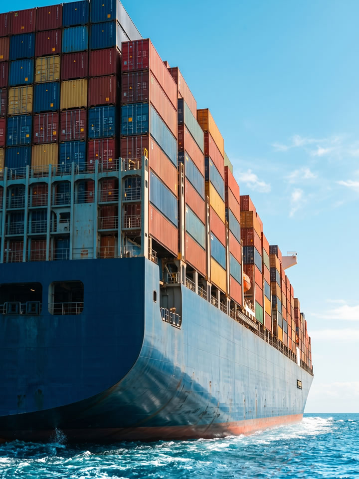 Cargo ship carrying shipping containers